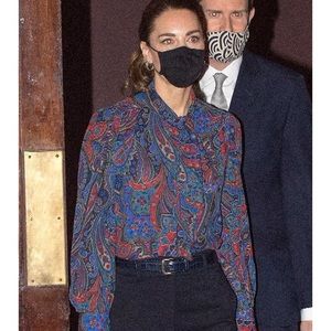 ASO Duchess of Cambridge Kate Middleton Ralph Lauren Pussy Bow Paisley Blouse